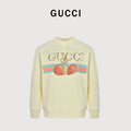 Gucci Whimsical Cartoon Strawberry Web Stripe Logo Crew Neck Sweatshirt Cream