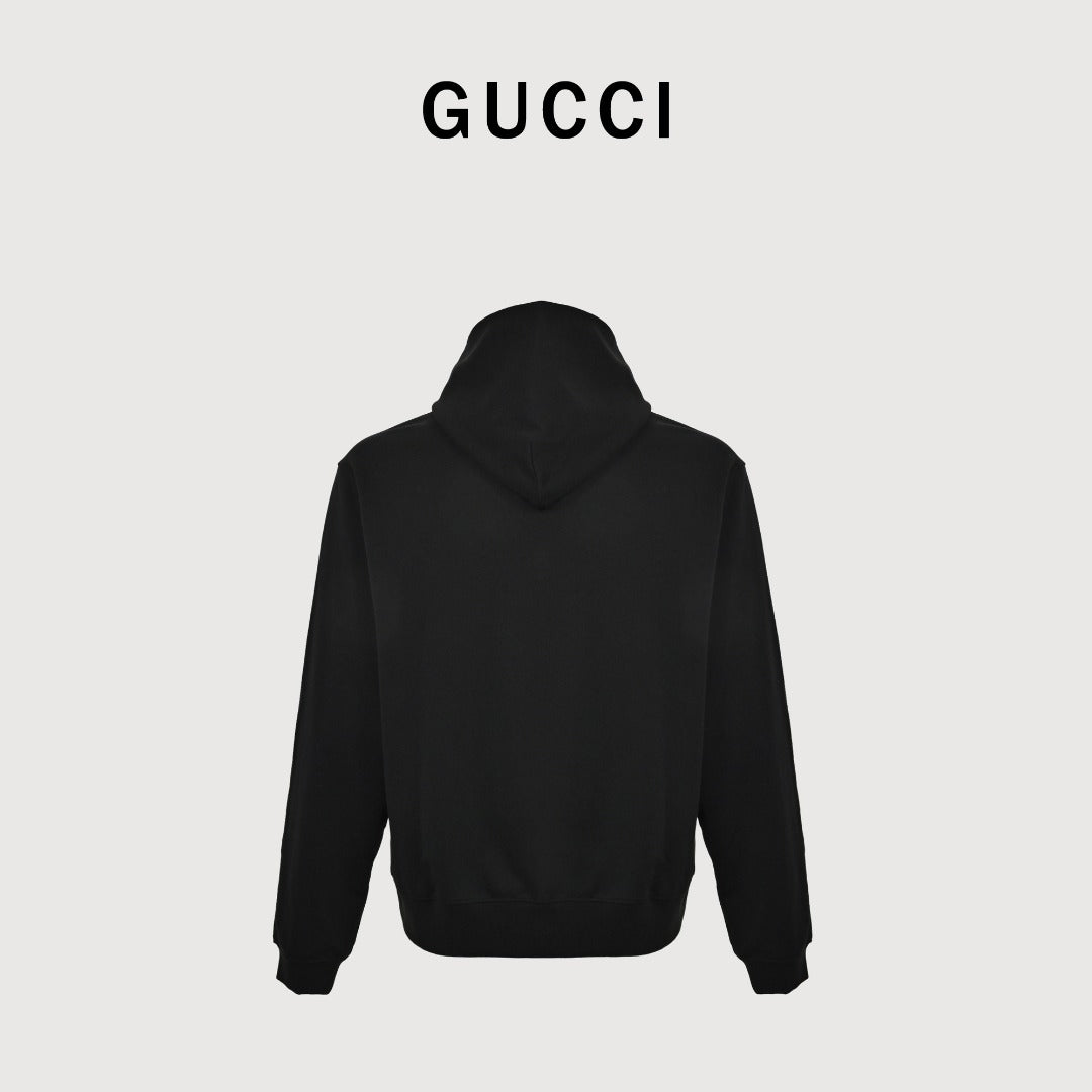 Gucci GUC Front Web Stripe Pullover Hoodie Black