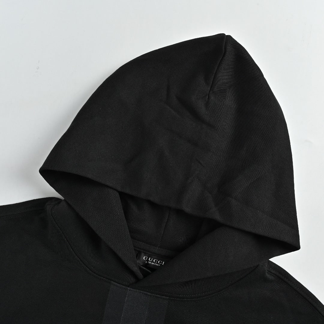 Gucci GUC Front Web Stripe Pullover Hoodie Black