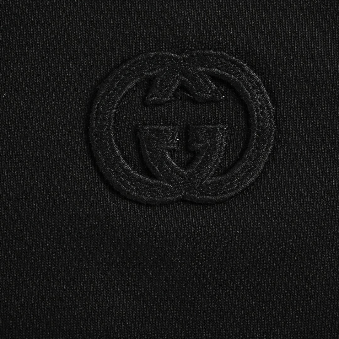Gucci Interlocking GG Appliqué Embroidery Long-Sleeve T-Shirt Black