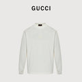 Gucci Interlocking GG Appliqué Embroidery Long-Sleeve T-Shirt White