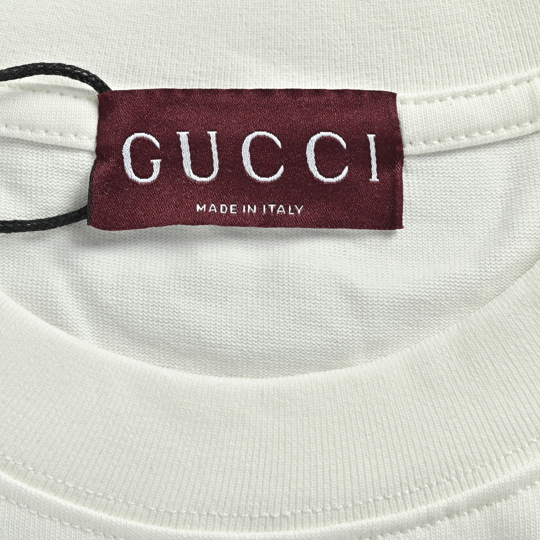 Gucci Interlocking GG Appliqué Embroidery Long-Sleeve T-Shirt White