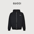 Gucci Classic Logo Print Full-Zip Hoodie Black