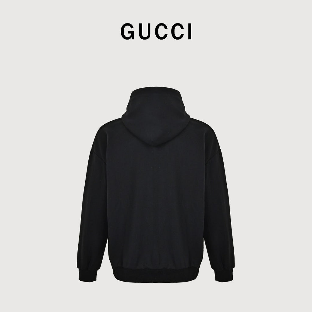 Gucci Classic Logo Print Full-Zip Hoodie Black