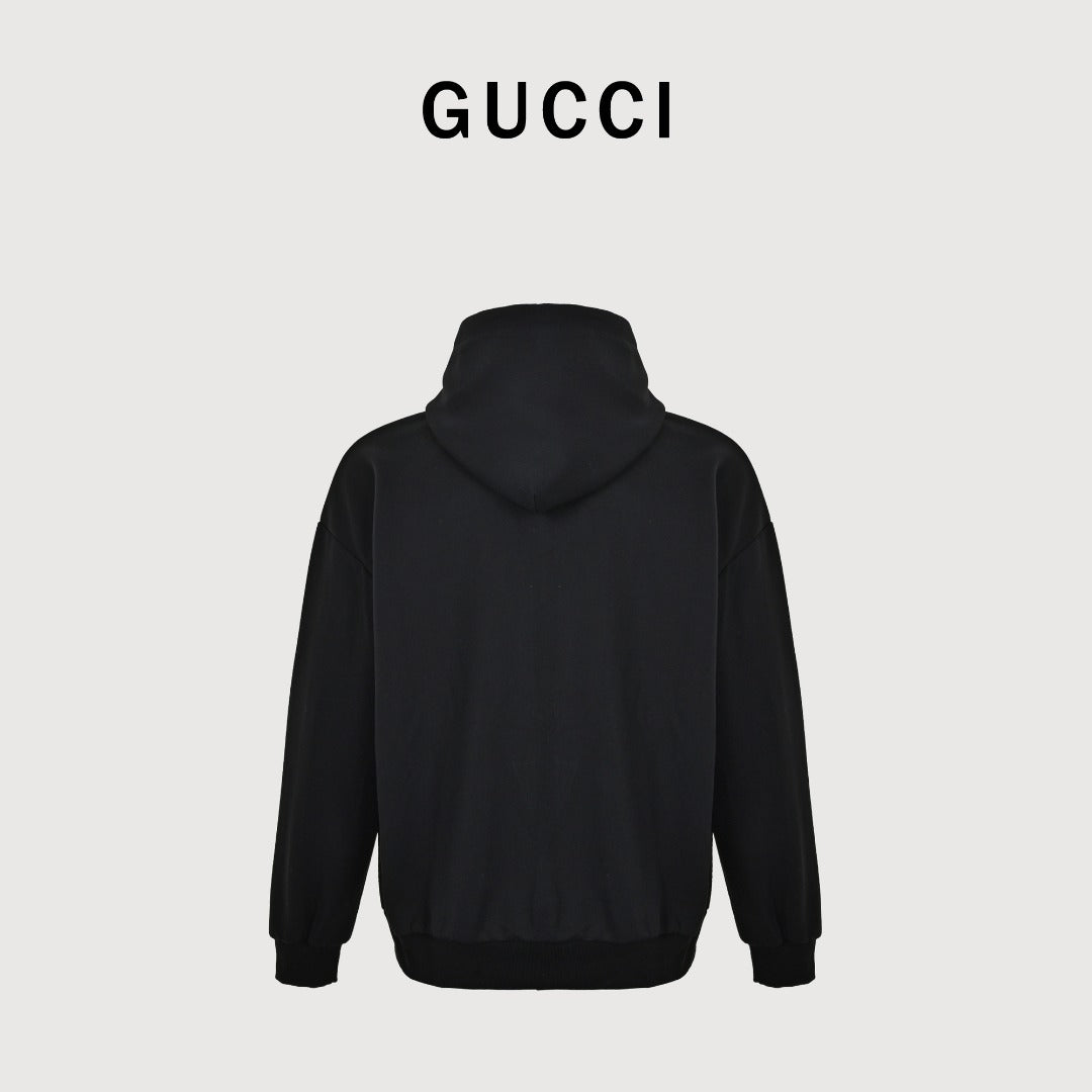 Gucci Classic Logo Print Full-Zip Hoodie Black