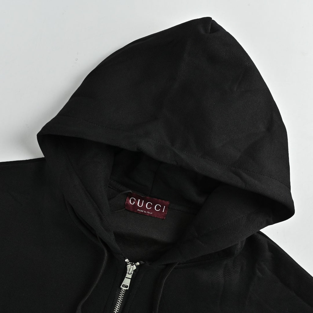 Gucci Classic Logo Print Full-Zip Hoodie Black