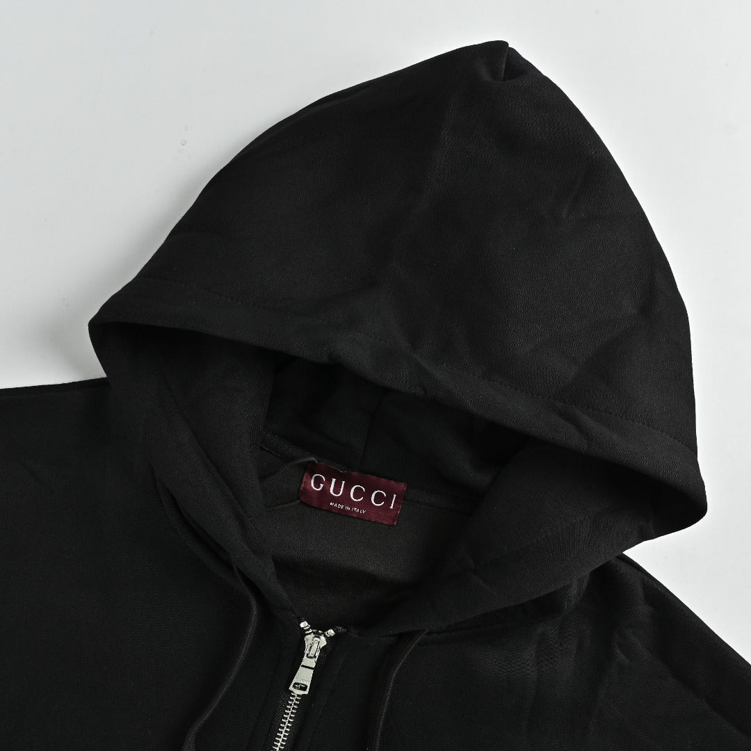 Gucci Classic Logo Print Full-Zip Hoodie Black