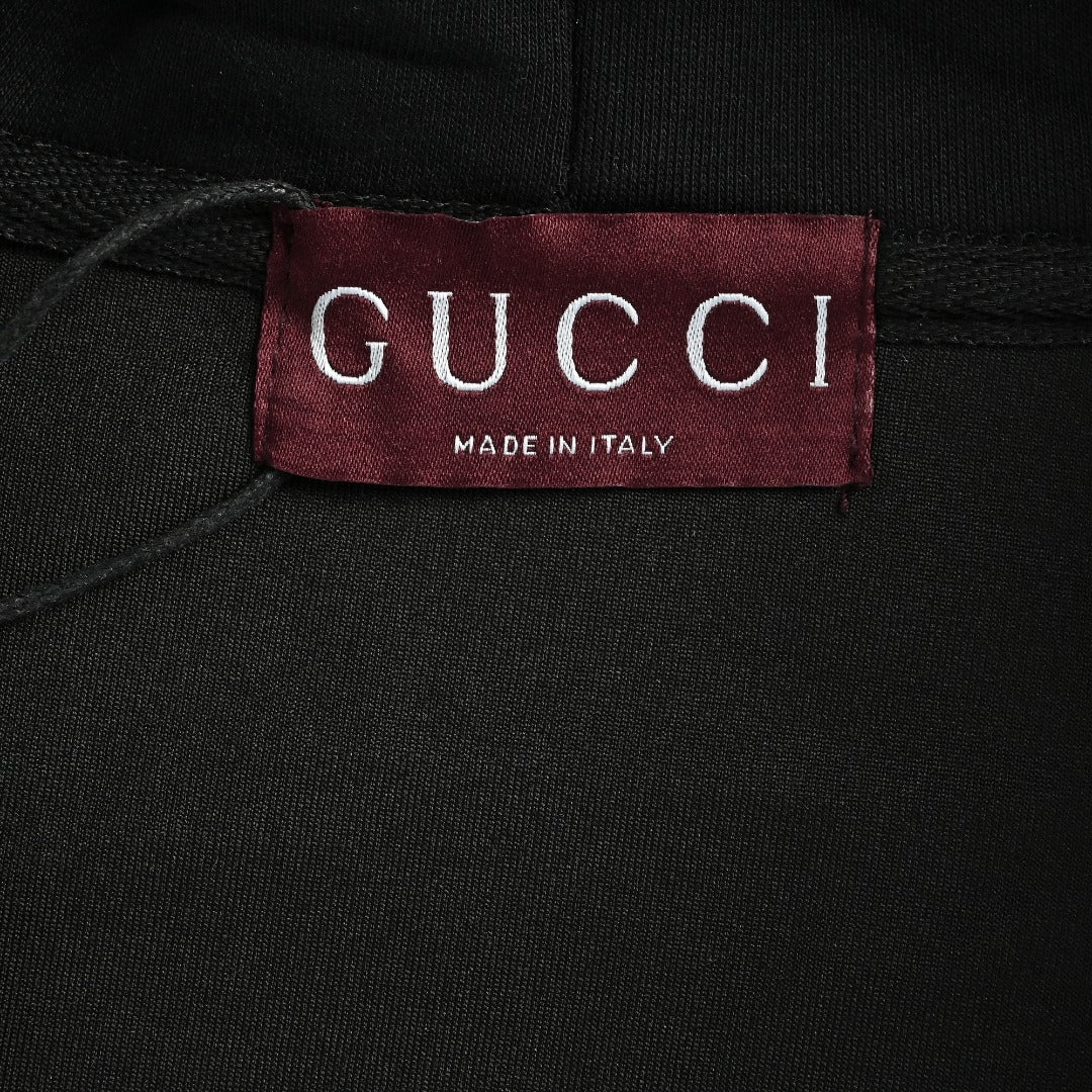 Gucci Classic Logo Print Full-Zip Hoodie Black