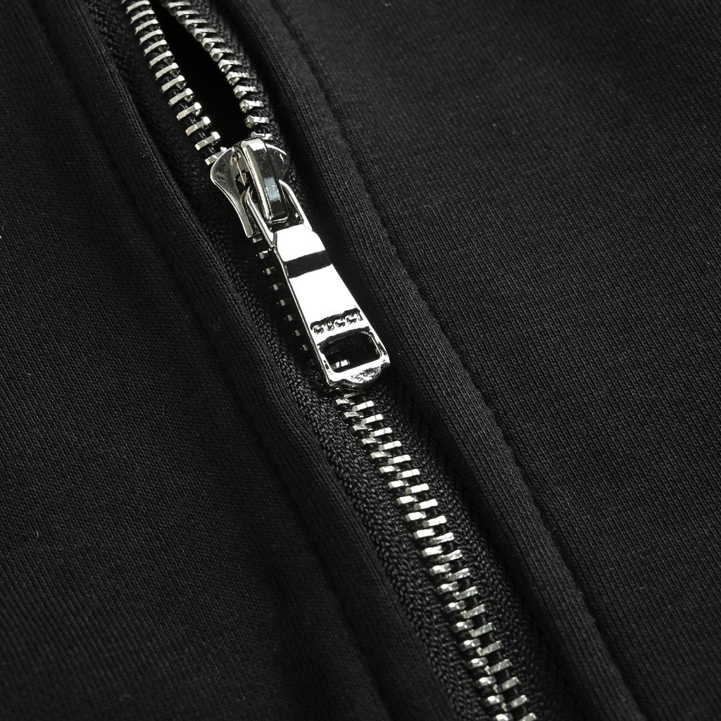Gucci Classic Logo Print Full-Zip Hoodie Black