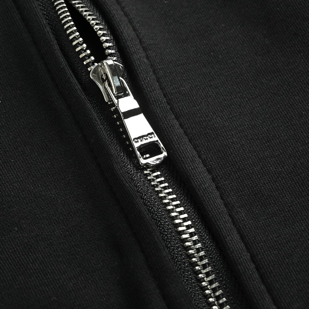 Gucci Classic Logo Print Full-Zip Hoodie Black