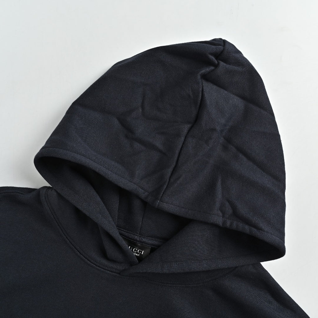 Gucci GUC Classic Web Belt Logo Print Pullover Hoodie Black