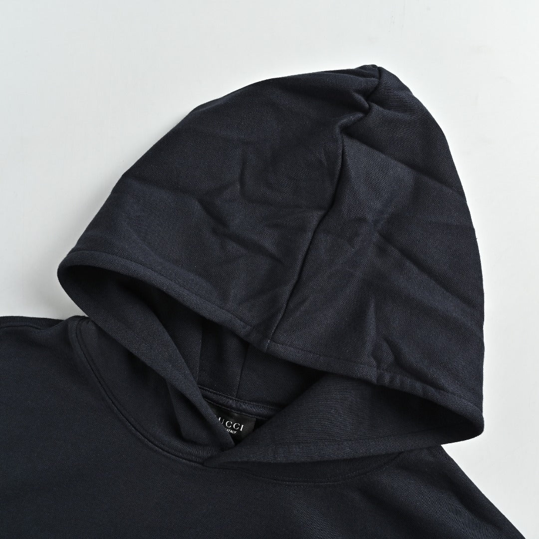 Gucci GUC Classic Web Belt Logo Print Pullover Hoodie Black