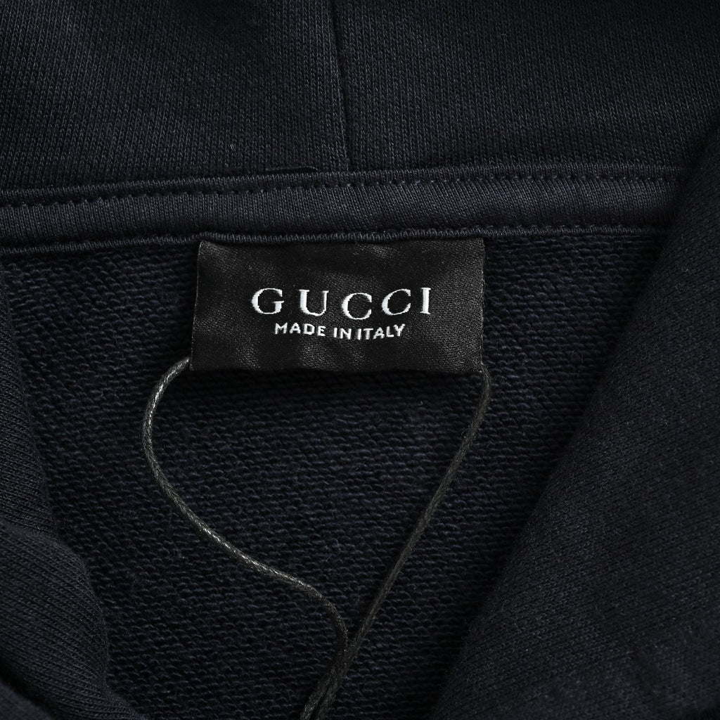 Gucci GUC Classic Web Belt Logo Print Pullover Hoodie Black