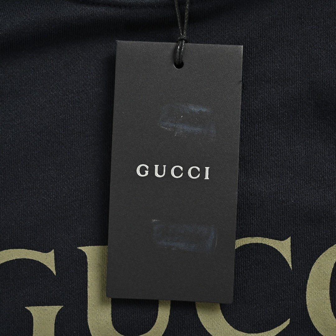 Gucci GUC Classic Web Belt Logo Print Pullover Hoodie Black
