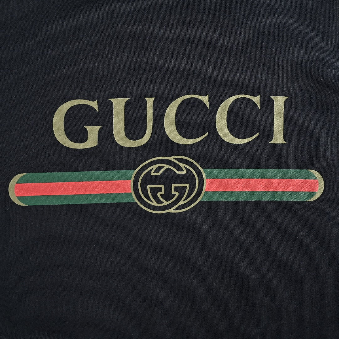 Gucci GUC Classic Web Belt Logo Print Pullover Hoodie Black