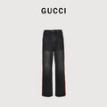 Gucci Side Web Stripe Washed Black Denim Jeans
