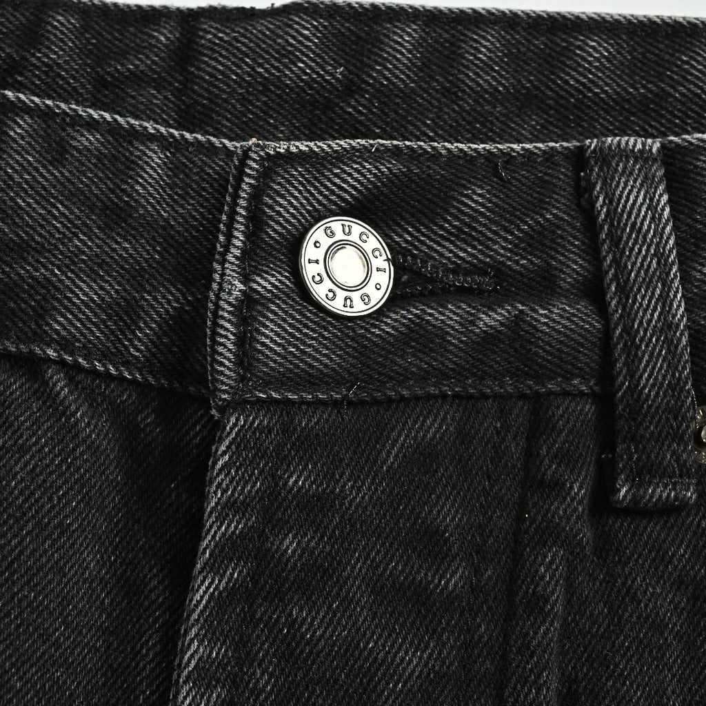 Gucci Side Web Stripe Washed Black Denim Jeans