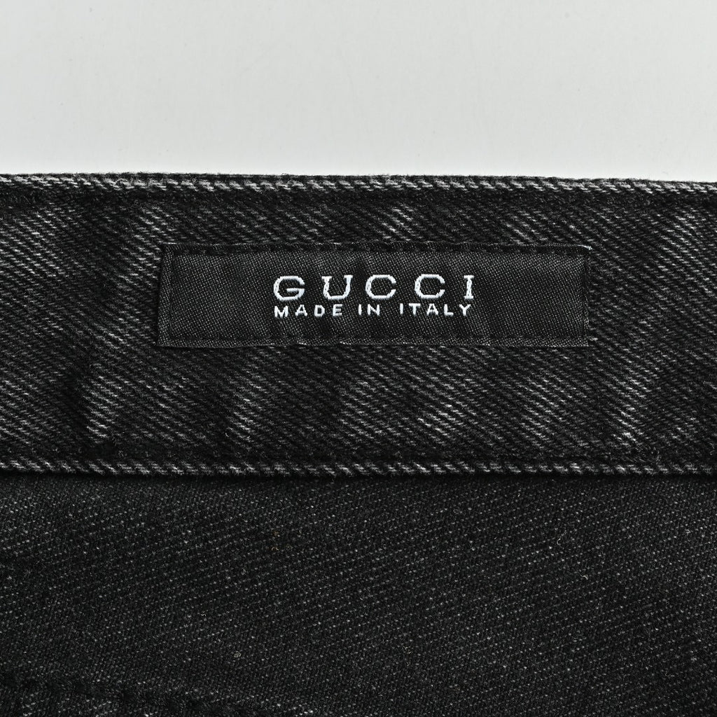 Gucci Side Web Stripe Washed Black Denim Jeans