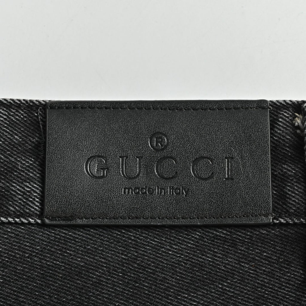 Gucci Side Web Stripe Washed Black Denim Jeans