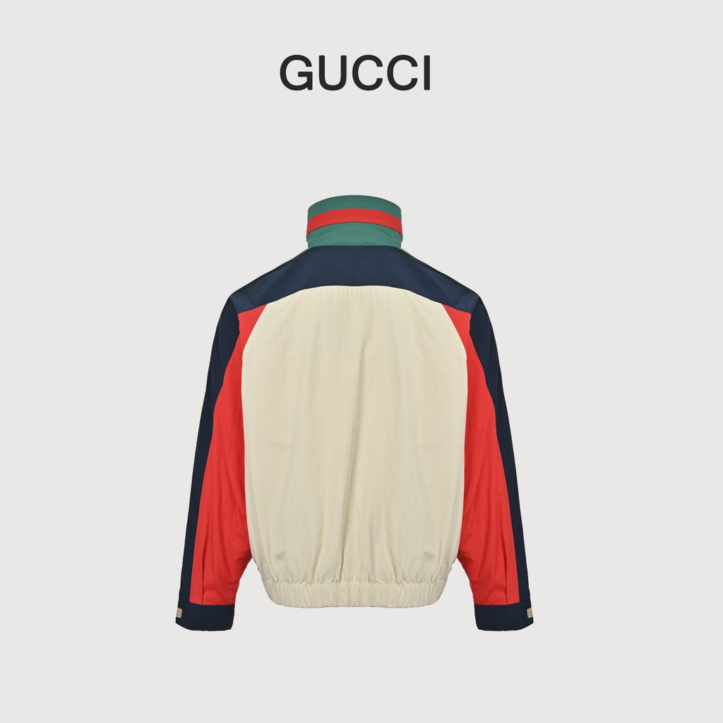 Gucci 25FW Retro Colorblock Web Stripe Track Jacket Cream