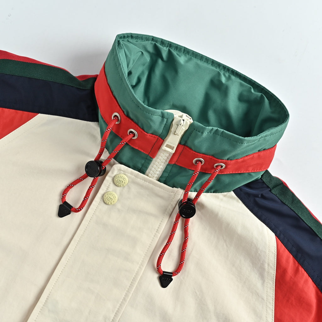 Gucci 25FW Retro Colorblock Web Stripe Track Jacket Cream