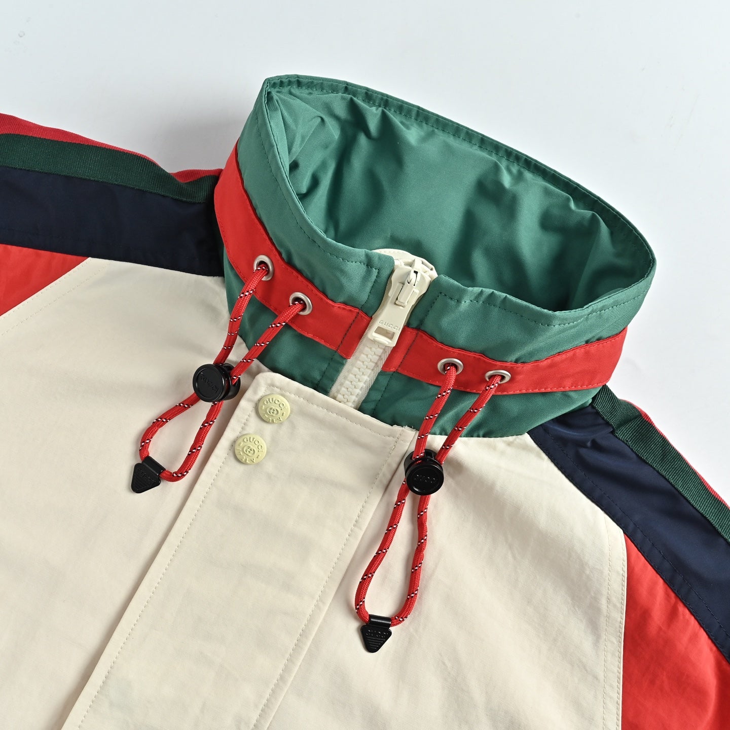 Gucci 25FW Retro Colorblock Web Stripe Track Jacket Cream