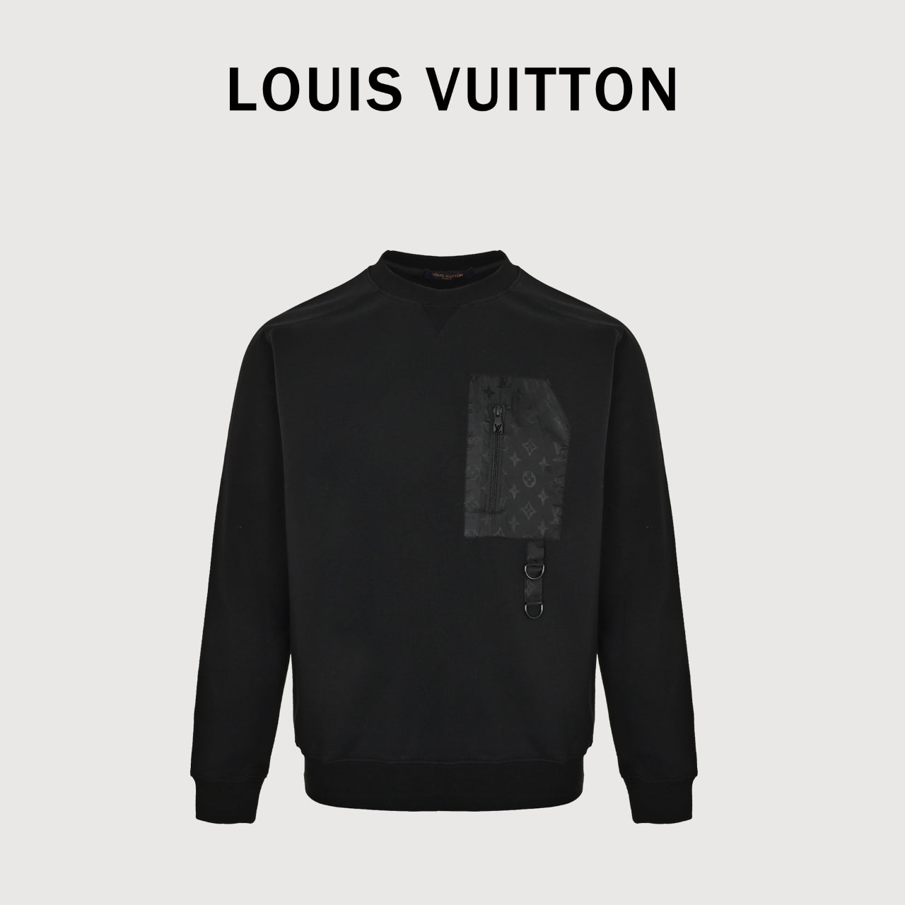 Louis Vuitton LV Monogram Pocket Crewneck Sweatshirt — Black