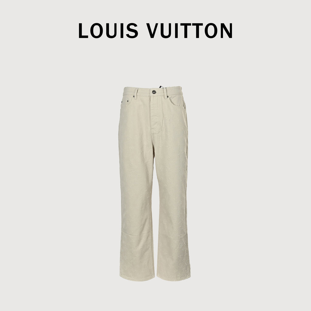 Louis Vuitton LV Monogram Needle-Punch Denim Skate Trousers — Ecru