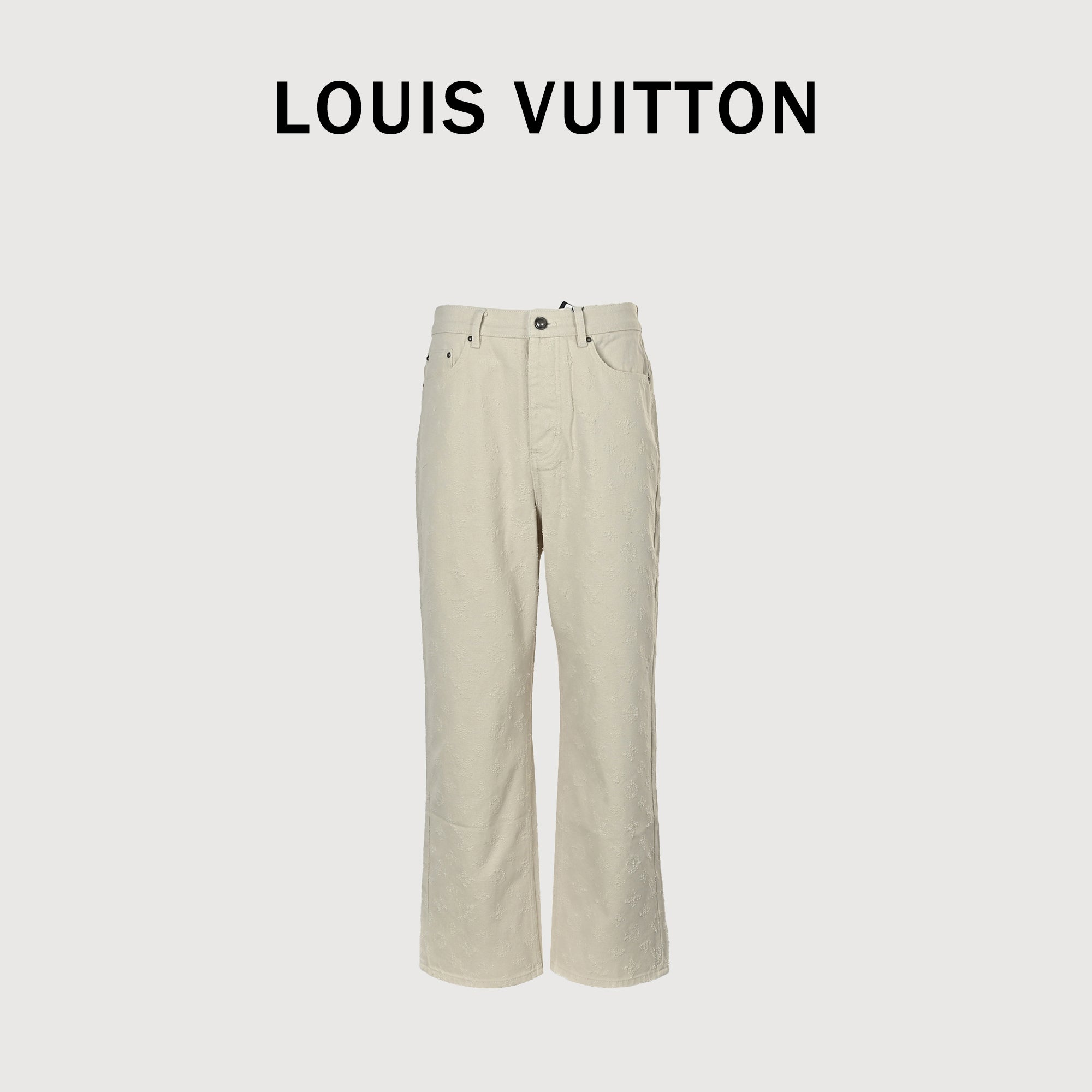 Louis Vuitton LV Monogram Needle-Punch Denim Skate Trousers — Ecru
