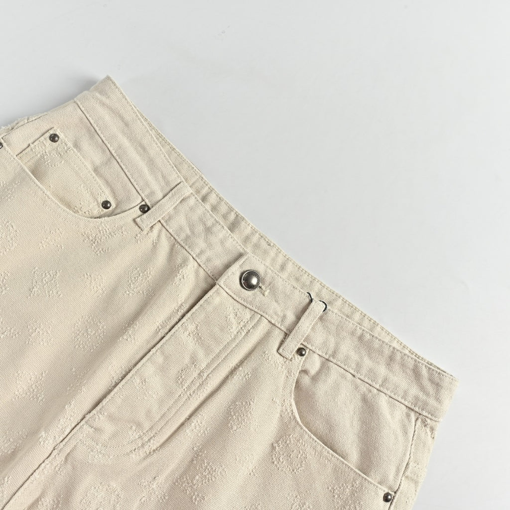 Louis Vuitton LV Monogram Needle-Punch Denim Skate Trousers — Ecru