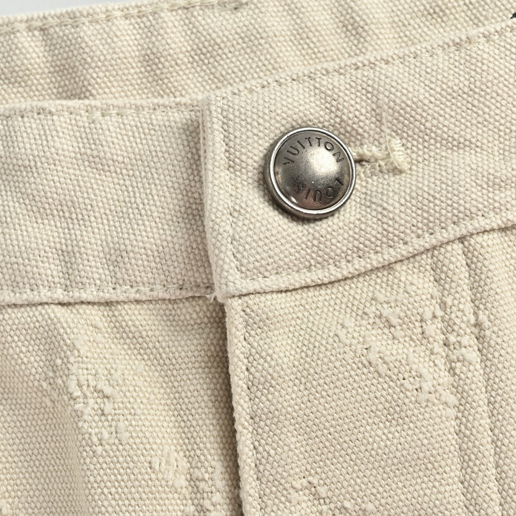 Louis Vuitton LV Monogram Needle-Punch Denim Skate Trousers — Ecru