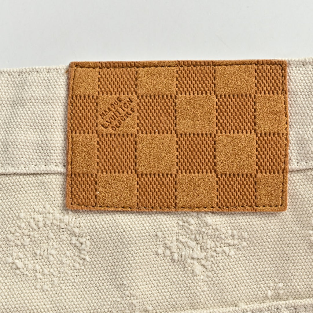 Louis Vuitton LV Monogram Needle-Punch Denim Skate Trousers — Ecru
