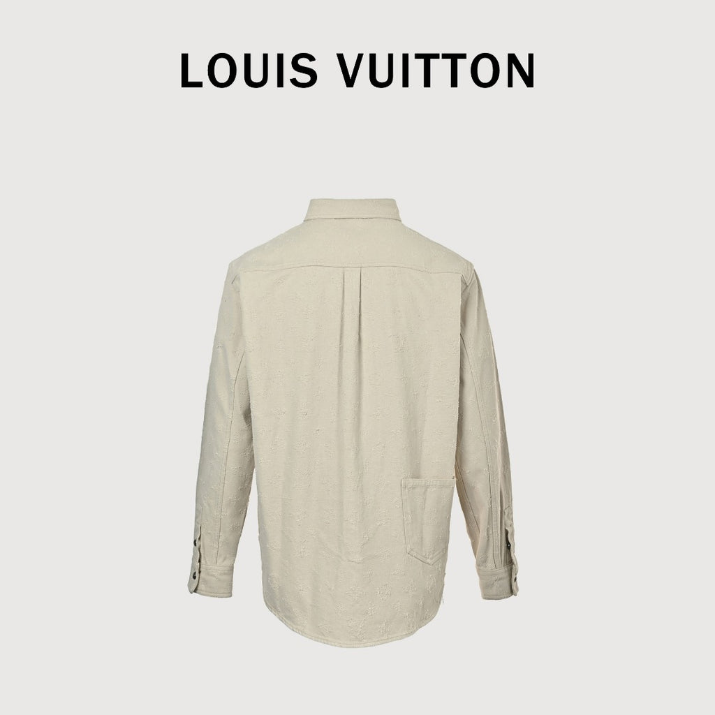 Louis Vuitton LV Monogram Needle-Punch Denim Shirt Jacket — Ecru