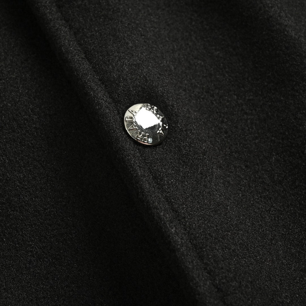 Prada Leather-Pocket Varsity Bomber Jacket — Black