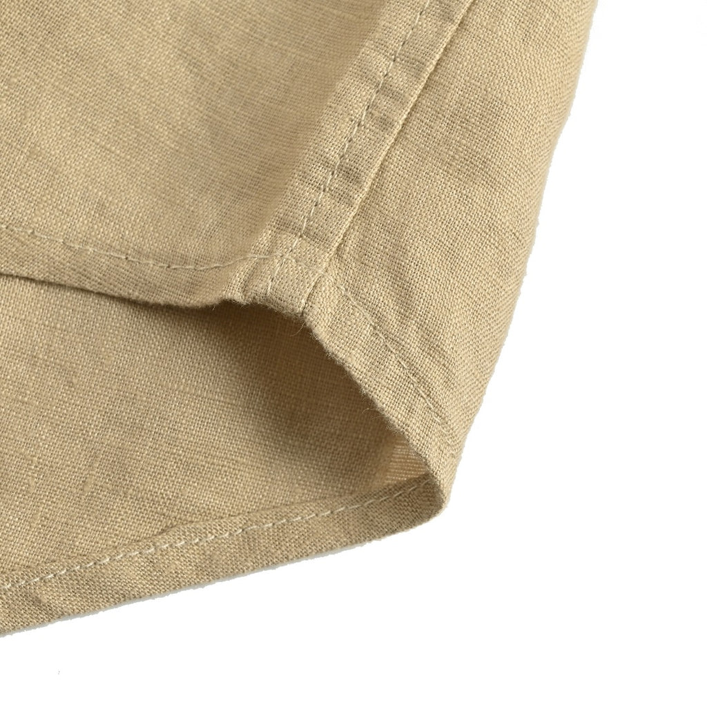 Ralph Lauren Polo Pony Embroidery Linen Long-Sleeve Shirt — Khaki