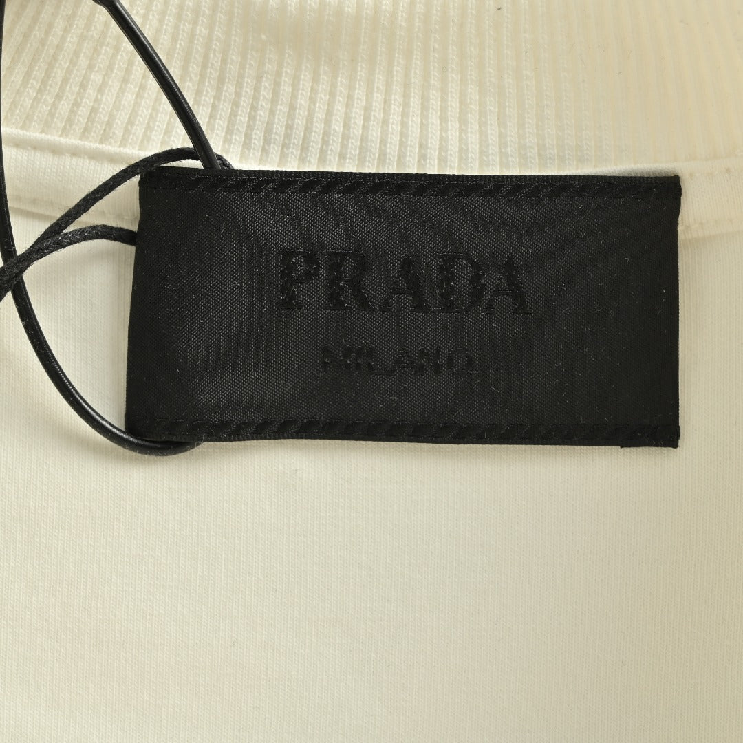 Prada Re-Nylon Backpack-Pocket Crewneck Sweatshirt — White