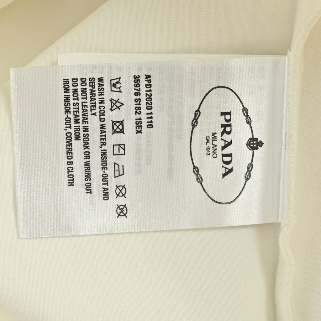 Prada Re-Nylon Backpack-Pocket Crewneck Sweatshirt — White