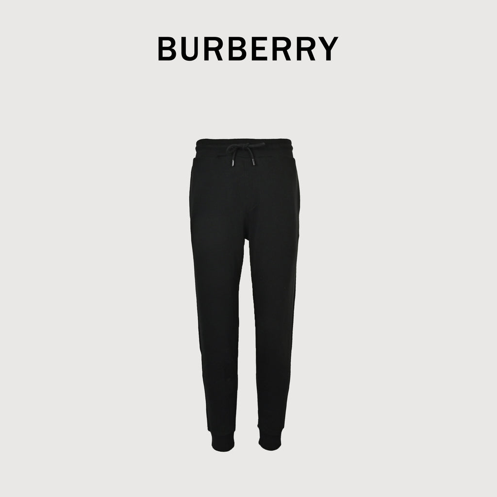 Burberry Equestrian Check Back-Pocket Tapered Jogger Trousers — Black