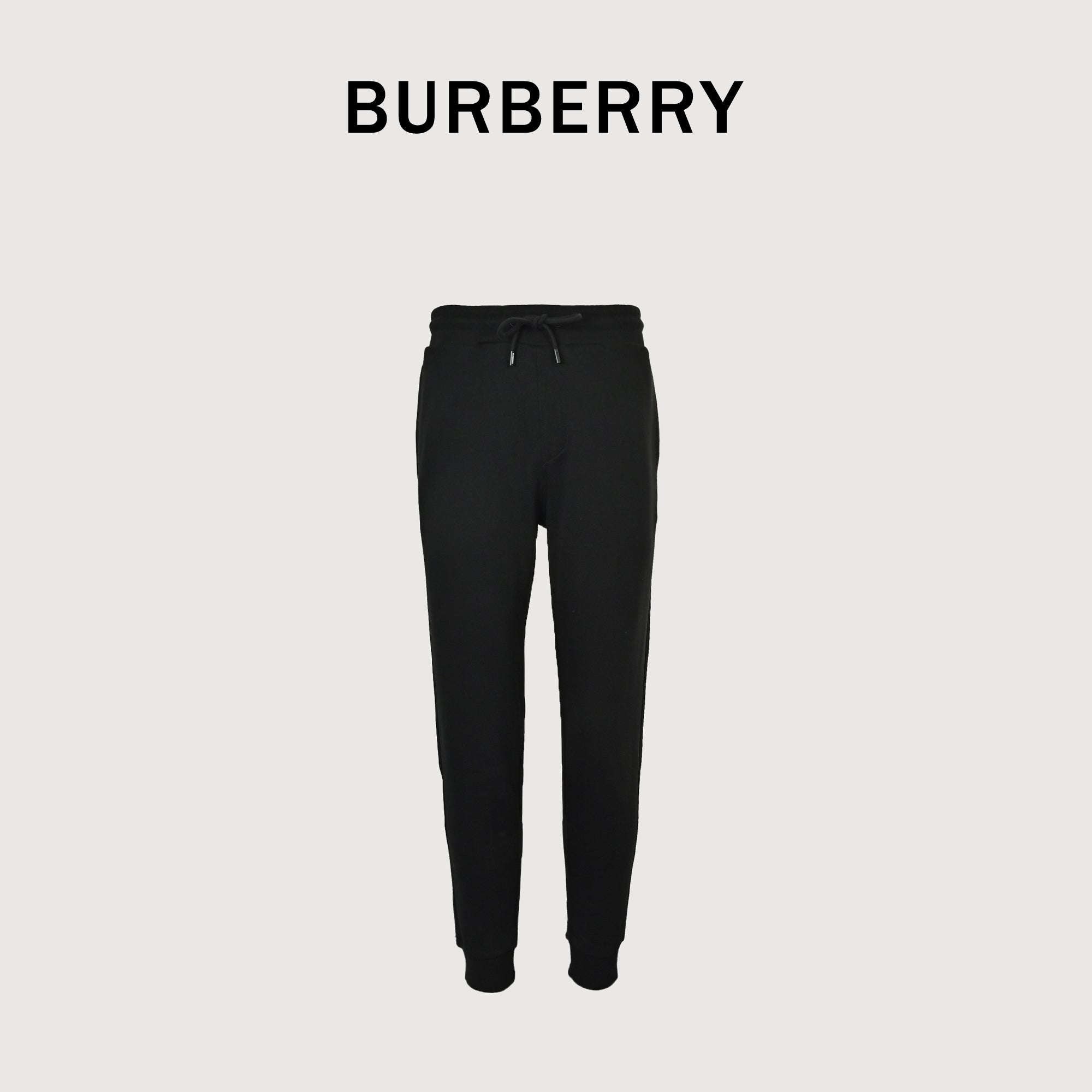 Burberry Equestrian Check Back-Pocket Tapered Jogger Trousers — Black