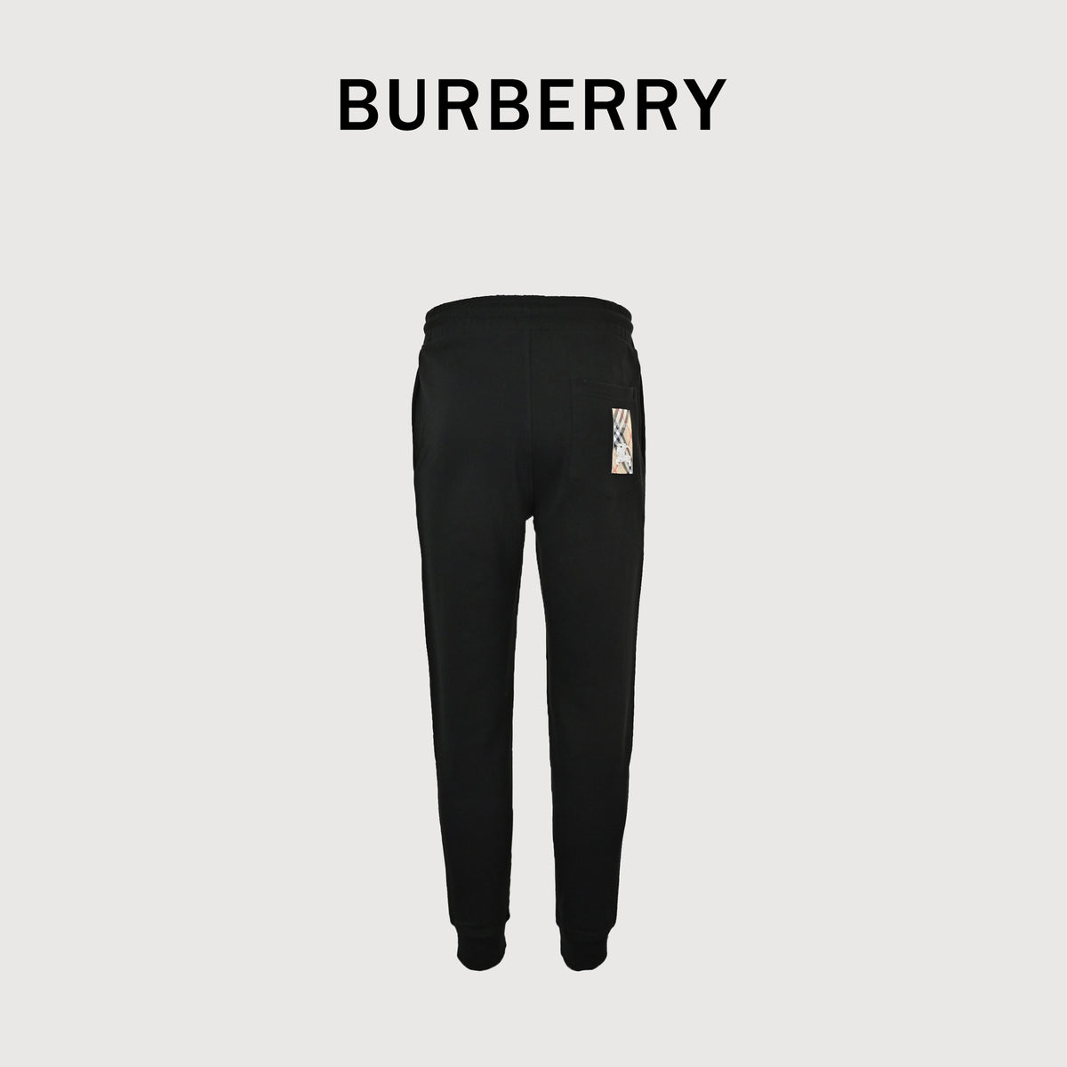 Burberry Equestrian Check Back-Pocket Tapered Jogger Trousers — Black
