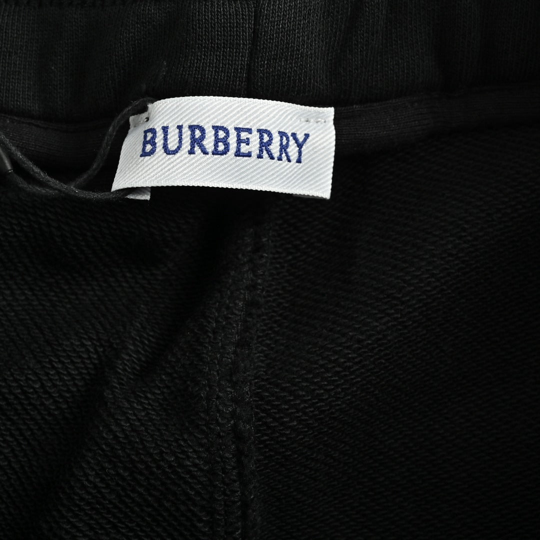 Burberry Equestrian Check Back-Pocket Tapered Jogger Trousers — Black