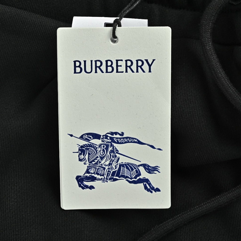 Burberry Equestrian Check Back-Pocket Tapered Jogger Trousers — Black