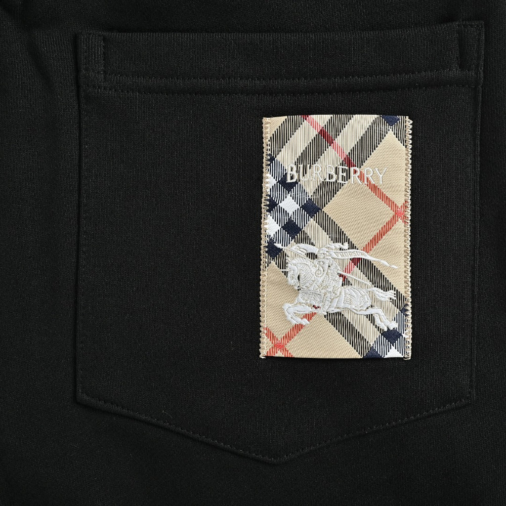 Burberry Equestrian Check Back-Pocket Tapered Jogger Trousers — Black