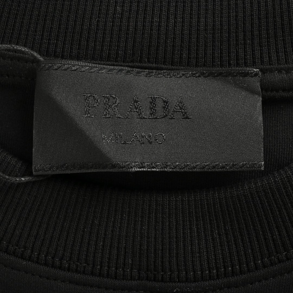 Prada Re-Nylon Backpack-Pocket Crewneck Sweatshirt — Black