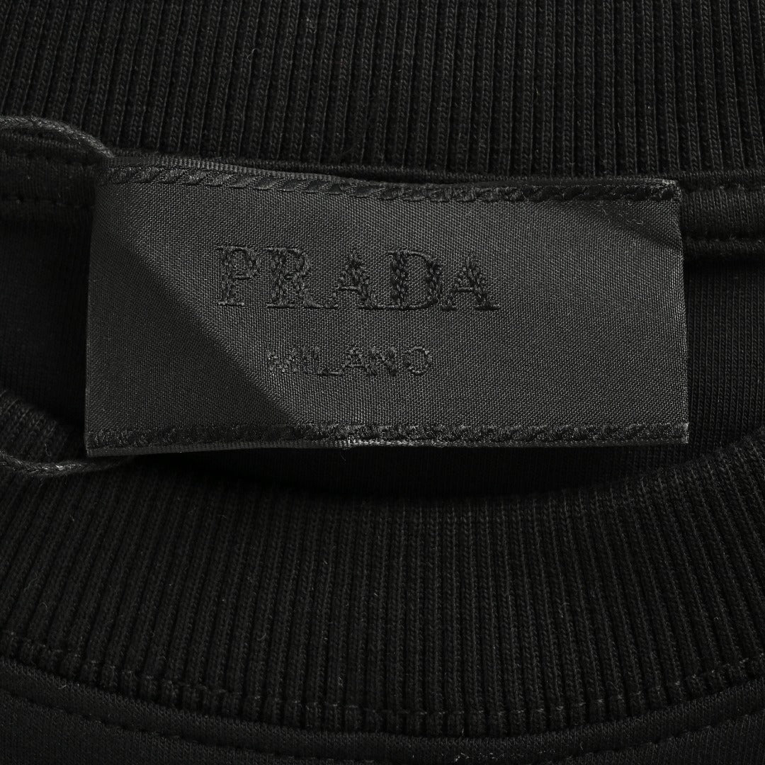 Prada Re-Nylon Backpack-Pocket Crewneck Sweatshirt — Black