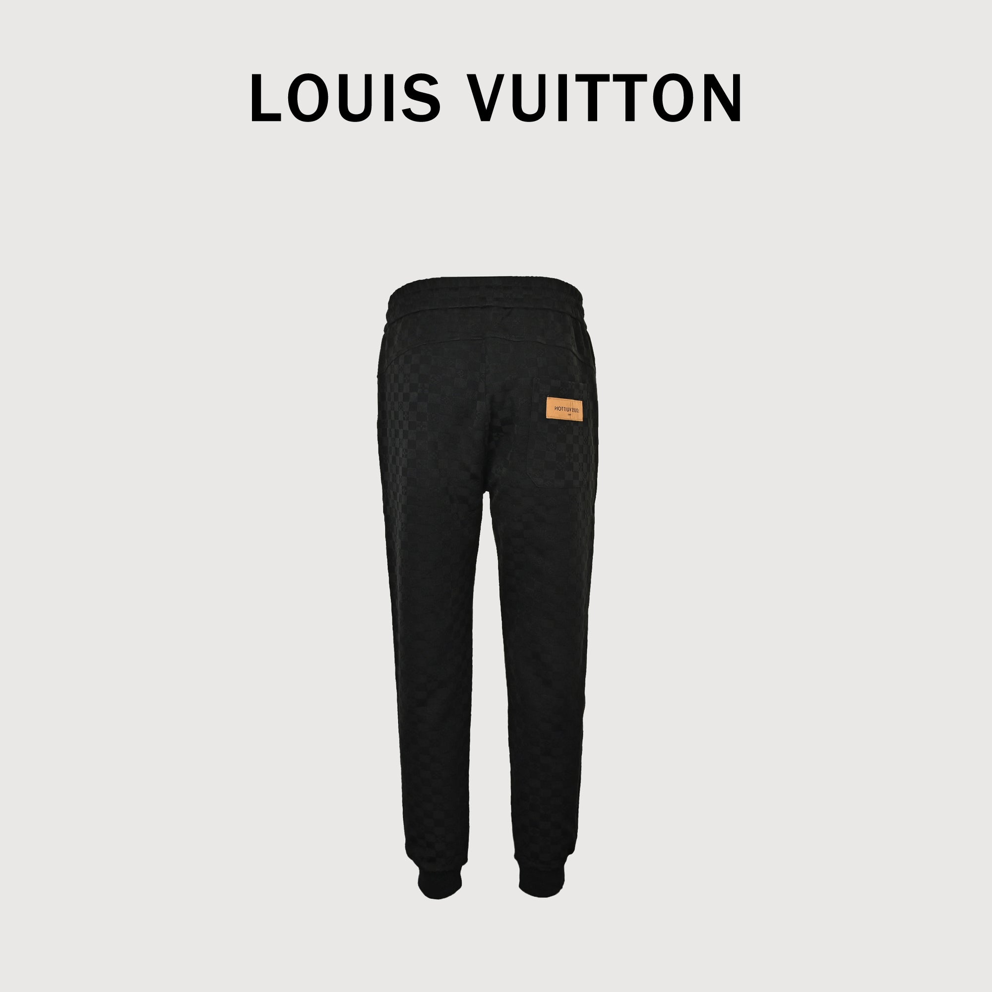 Louis Vuitton LV Logo Damier Check Zip-Pocket Tapered Jogger Trousers — Black
