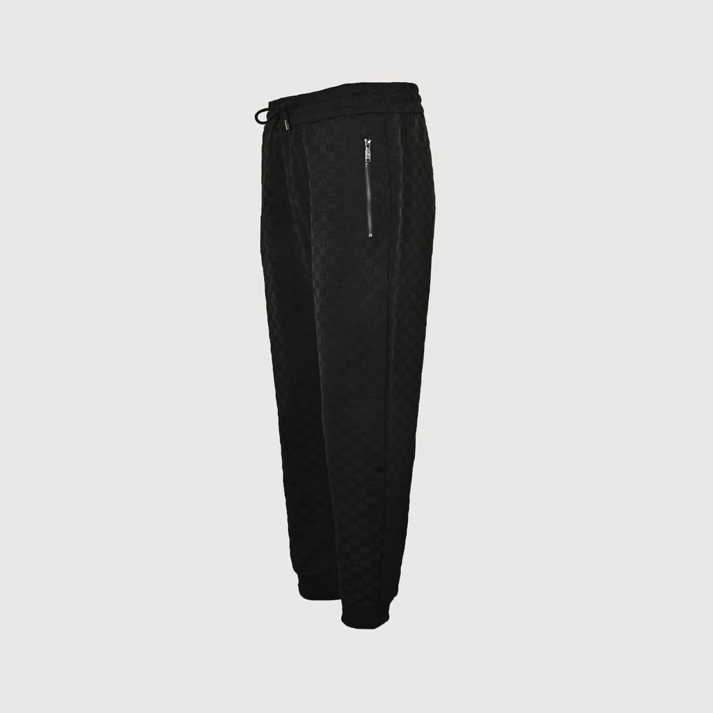 Louis Vuitton LV Logo Damier Check Zip-Pocket Tapered Jogger Trousers — Black