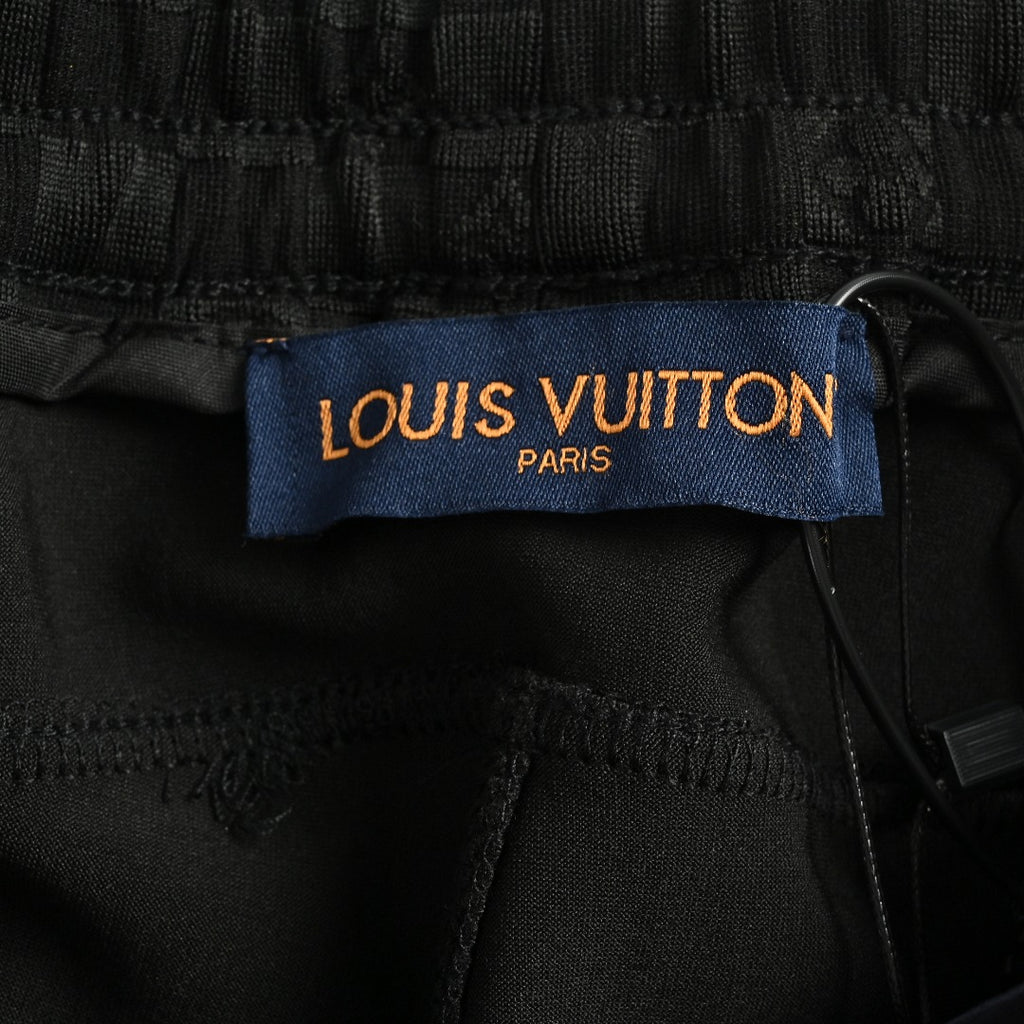 Louis Vuitton LV Logo Damier Check Zip-Pocket Tapered Jogger Trousers — Black