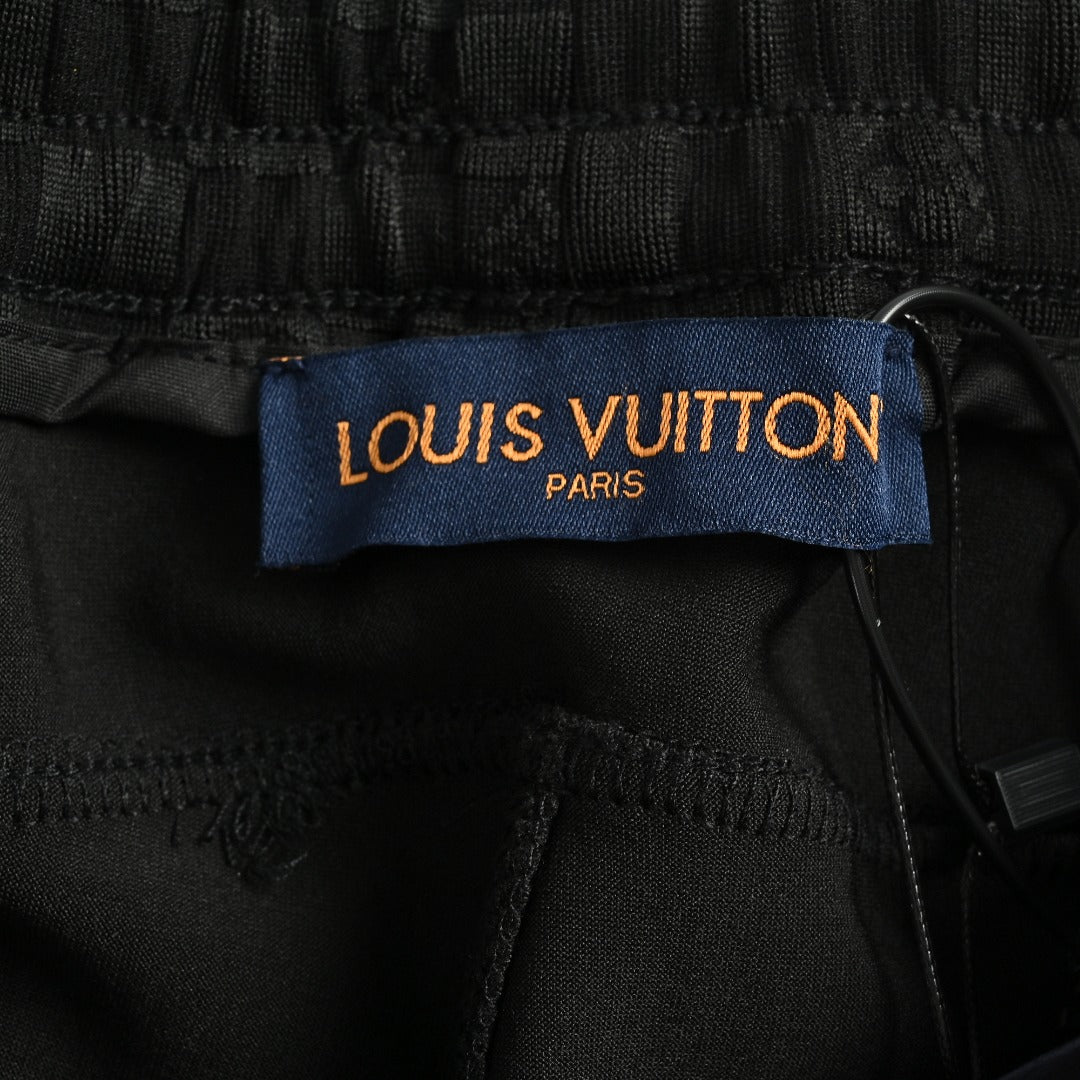 Louis Vuitton LV Logo Damier Check Zip-Pocket Tapered Jogger Trousers — Black
