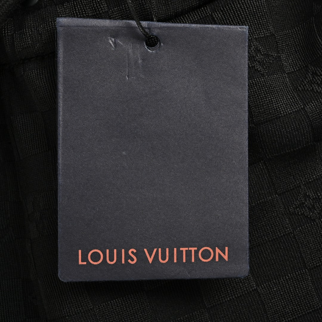 Louis Vuitton LV Logo Damier Check Zip-Pocket Tapered Jogger Trousers — Black